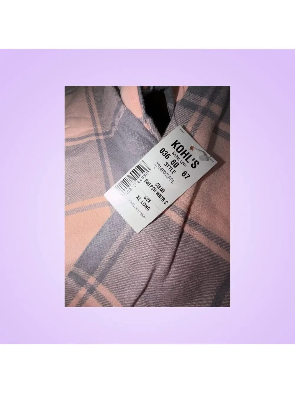 NWT Sonoma Goods for Life Pink Gray Plaid Cotton Pajama Set | Women's XL Long